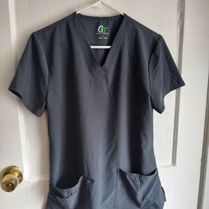 GT Performance Women's Short Sleeve V-Neck Scrub Top — Charcoal